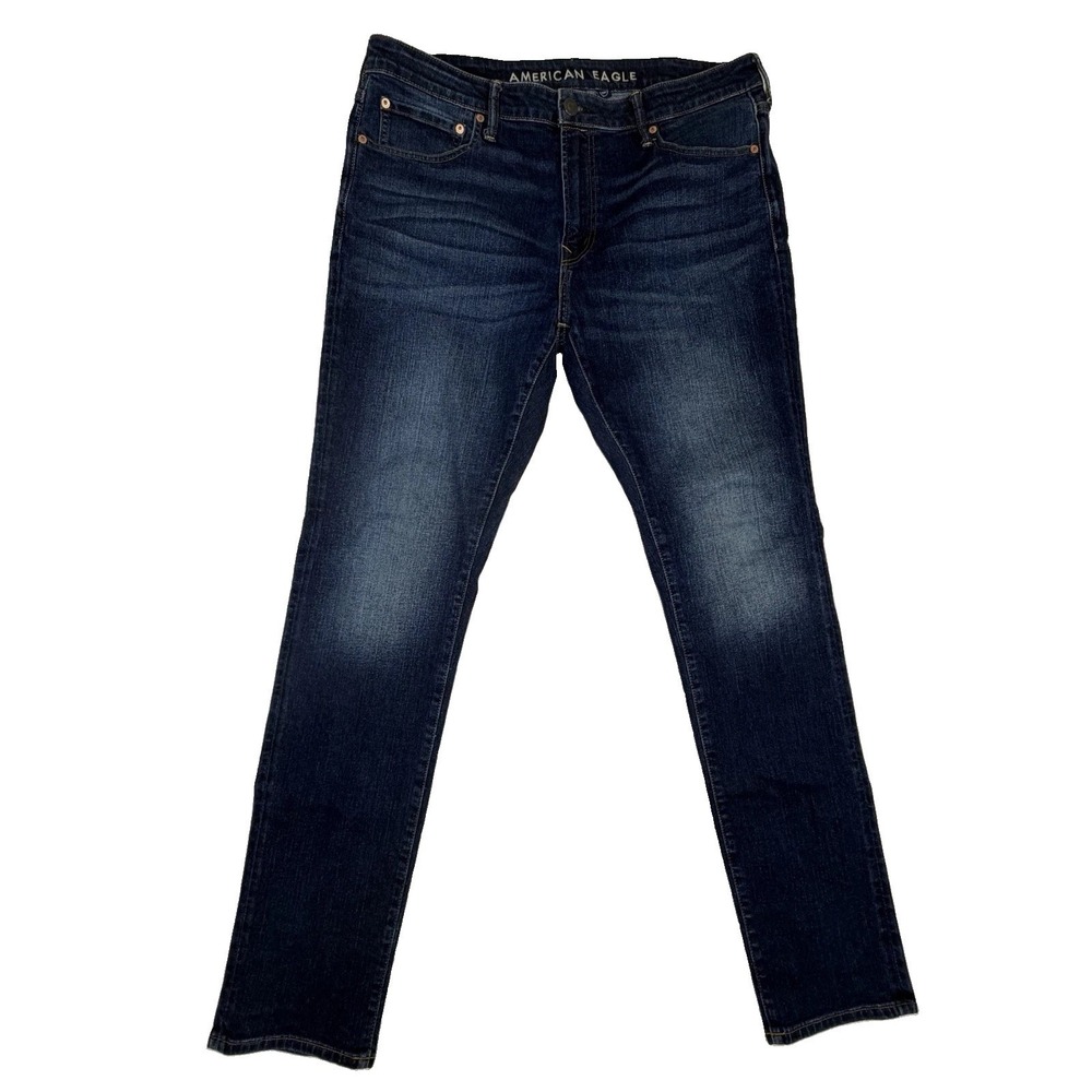 American Eagle Athletic Skinny AirFlex + Men's Jeans Sz 38x34 Whiskering Fade